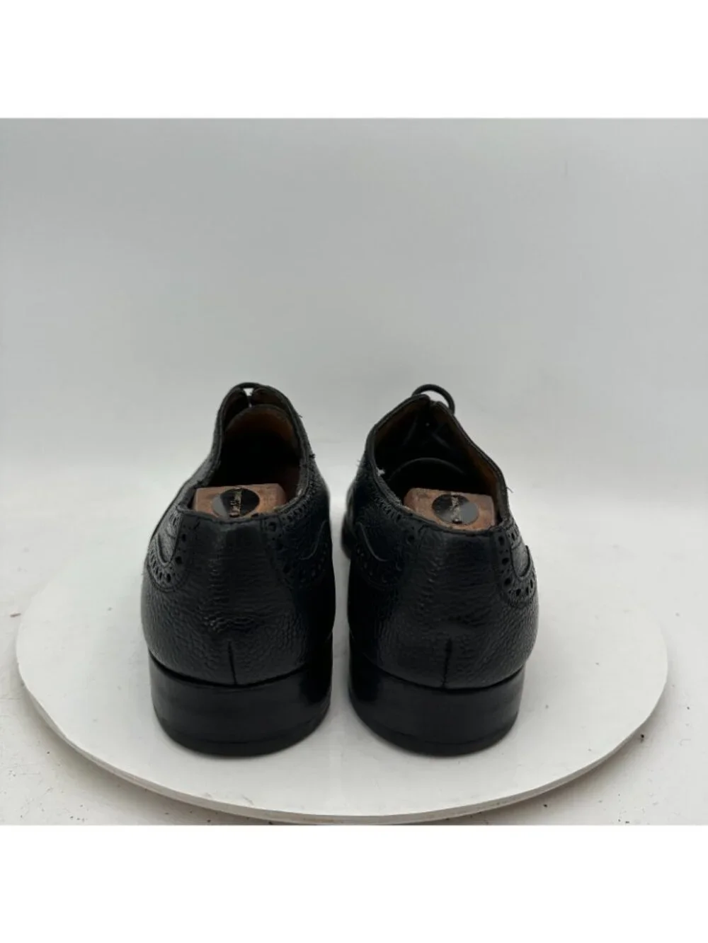 Lendvay Schwarcz Men Size EU 43 US 10 Black Peebled Leather Wingtip Oxford Shoe